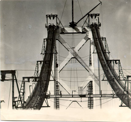 [Construction of Golden Gate Bridge tower]