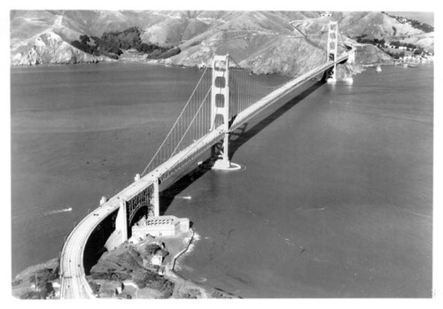 [Aerial view of the Golden Gate Bridge]