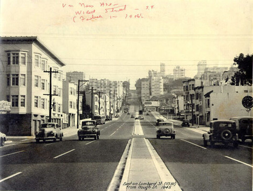 East on Lombard Street (US 101) from Gough Street