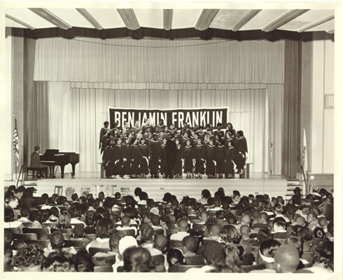 [Choir performance at Benjamin Franklin Junior High School]