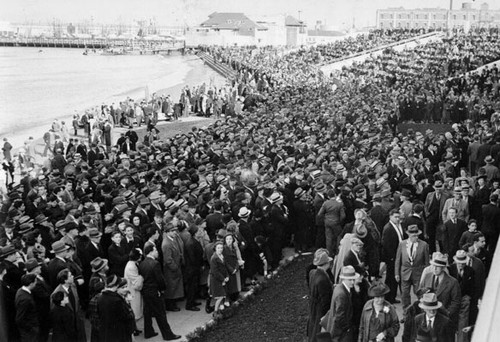 [Crowd gathered at opening of Aquatic Park]