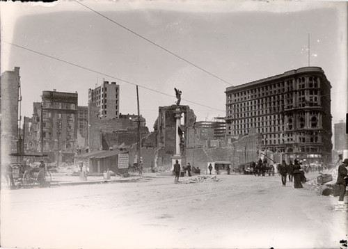 [Native Sons Monument at the intersection of Turk, Mason and Market streets]