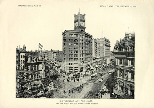 "Picturesque San Francisco," view from Market and Third streets, looking northeast