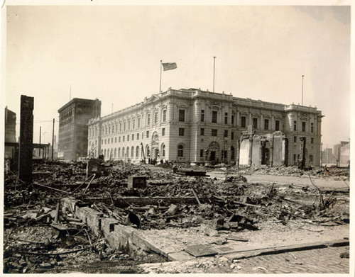 [Post Office on the corner of 7th and Mission streets after the earthquake and fire of April, 1906]