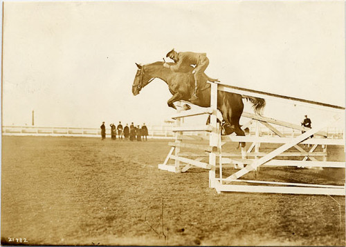 [Captain Fitzhugh Lee of the 3rd Artillery riding "Frederick the Great" in the Army Horse Show at the Panama-Pacific International Exposition]