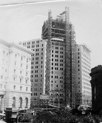 [Mark Hopkins Hotel under construction]