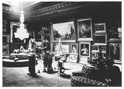 [Interior of the Leland Stanford mansion at Powell and California streets]