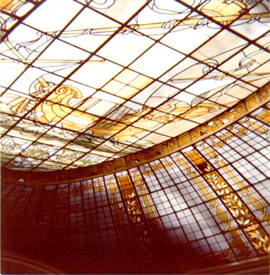 [Detail of stained glass ceiling at the City of Paris department store]