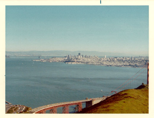 [View of downtown San Francisco taken from a hill above the Golden Gate Bridge in Marin County ]