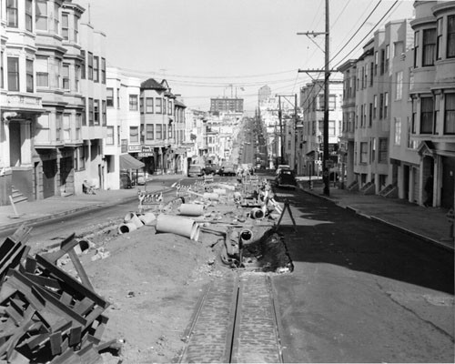 [Track construction on Hyde Street between Washington and Jackson streets]