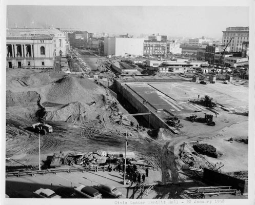 [Civic Center Exhibit Hall construction--January 22, 1958]