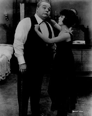 [Movie still of Fatty Arbuckle and Mabel Normand taken from the documentary "When Comedy Was King"]