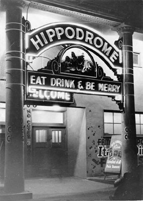 [Entrance to the Hippodrome nightclub]