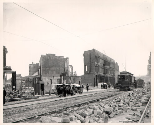 [Market Street, near the Ferry Building, after the earthquake and fire of 1906]