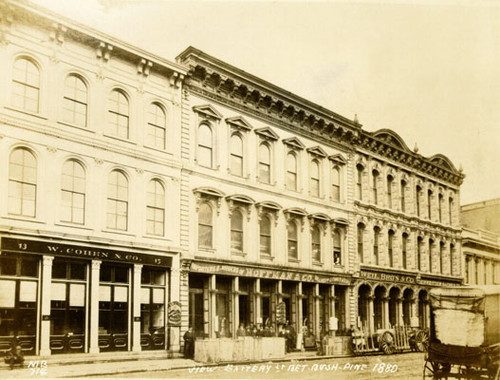 [View of Battery Street between Bush and Pine, 1880]