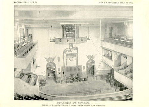 SCENES IN CHINATOWN - Interior of Chinese Theatre, Showing Stage Arrangement