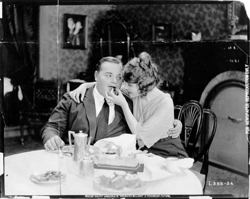 [Publicity still of Roscoe "Fatty" Arbuckle and Betty Ross Clark from the feature "Brewster's Millions"]