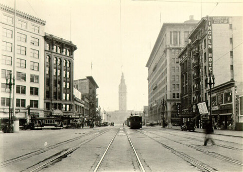 [Market near Drumm Street looking toward the Ferry Building]