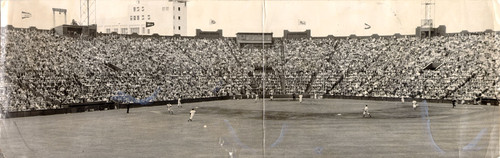 [Baseball game at Seals Stadium]