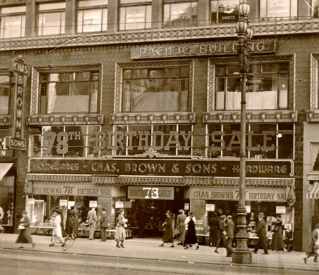 [Charles Brown and Sons hardware store located at 4th and Market Street]