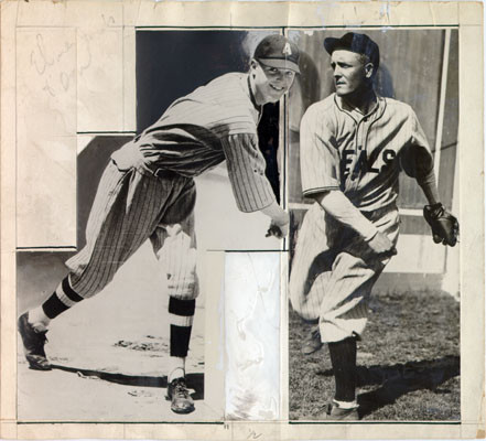 [San Francisco Seals player Elmer Jacobs (right) and his son]