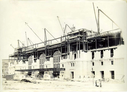 [Construction of San Francisco Civic Auditorium - north wall]