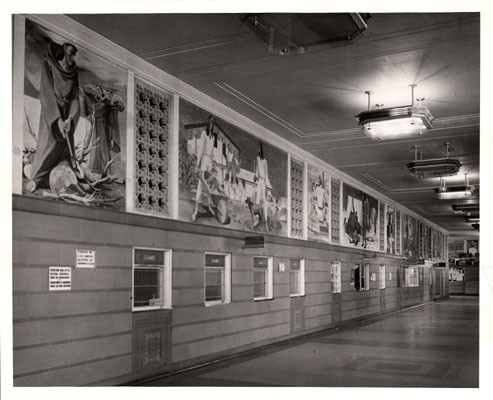 [Corridor with murals in the Rincon Annex Post office]