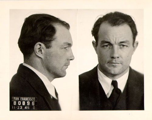 [Mug shot of Miran Thompson, Alcatraz Prison convict who was placed in solitary confinement for his part in a 3 day revolt in May, 1946]