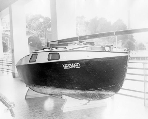 ["Mermaid" boat on display at Maritime Museum]