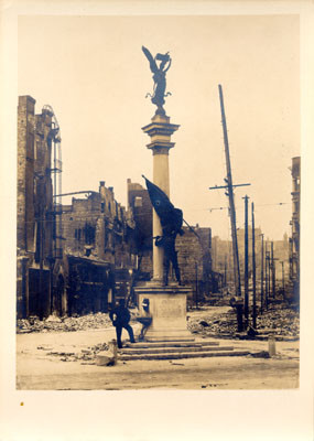 [Native Sons Monument at the intersection of Turk, Mason and Market streets]