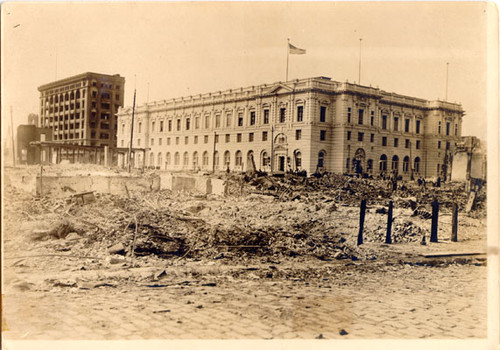 [Post Office on the corner of 7th and Mission streets after the earthquake and fire of April, 1906]