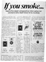 If you smoke..Here's the latest comparative information for smokers who want lower tar & nicotine