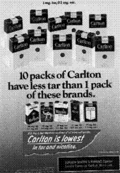 10 packs of Carlton have less tar than 1 pack of these brands