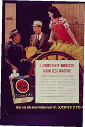 Luckies finer tobaccos mean less nicotine