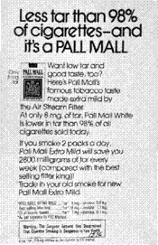 Less tar than 98% of cigarettes--and it's a Pall Mall