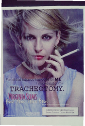 cigarette commercial voice box Tracheotomy Virginia Slims Find your voice box! — Calisphere