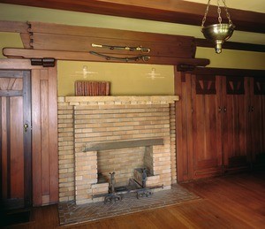 West wall of bedroom no. 2 with fireplace