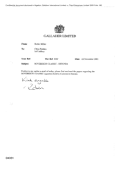 Gallaher Limited[Memo from Robin Miller to Chris Fielden and Jeff Jeffery regarding Sovereign Classic on 20011122]