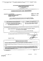 [Certificate of deposit of Dorchester International Full Flavour cigarettes from Banque Du Liban Et D'outre Mer Sal to Atteshlis Bonded Stores Ltd]