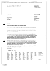 [Letter from Slaughter and May to Picton Howell LLP regarding Gallaher International Limited v Tlais Enterprises Limited]