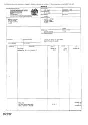 Dorchester Int'l FF invoice for Gallaher International Ltd