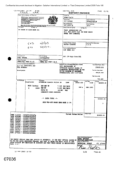 [Invoice from Gallaher International Limited to Tlais Enterprises Ltd regarding Sovereign Classic]