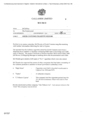 Gallaher Limited[Memo from Jeff Jeffery in regards to Greek Customs Cigarette Seizure]