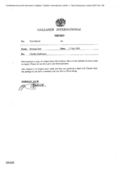 Gallaher International[Memorandum from Norman Jack to Tom Keevil regarding a letter from Charles Hadkinson]