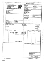 [Export Invoice from Gallaher International Limited to Tlais Enterprises Limited regarding Sovereign Classic]
