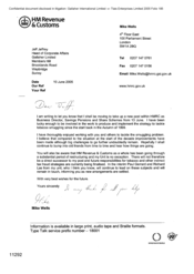 [Letter from Mike Hewell ro Jeff Jeffery informing that he shall be moving to take up a new post within HMRC business director]