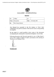 Gallaher International[Memo from Norman Jack to J Jeffrey regarding Tlais Customs Seizures]