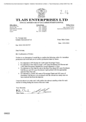 [Letter from Mike Clarke to Norman Jack regarding orders for immediate production]