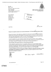 [Letter from Ken Ojo to Peter Redshaw regarding request for cigarette analysis and customer information-CTIT ref KO60/03 Goodman 0002]