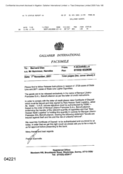 Gallaher Limited[Memo from F Scannella to Bernard Deis regarding the released of goods in the name of Bonque Libano Francaise SAL beirut/Lebano as per the letter of credit instruction 20011101]